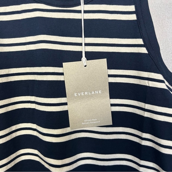 NWT Everlane The Tank Essential Cotton Striped Navy White Size XS Extra Small - Picture 7 of 7